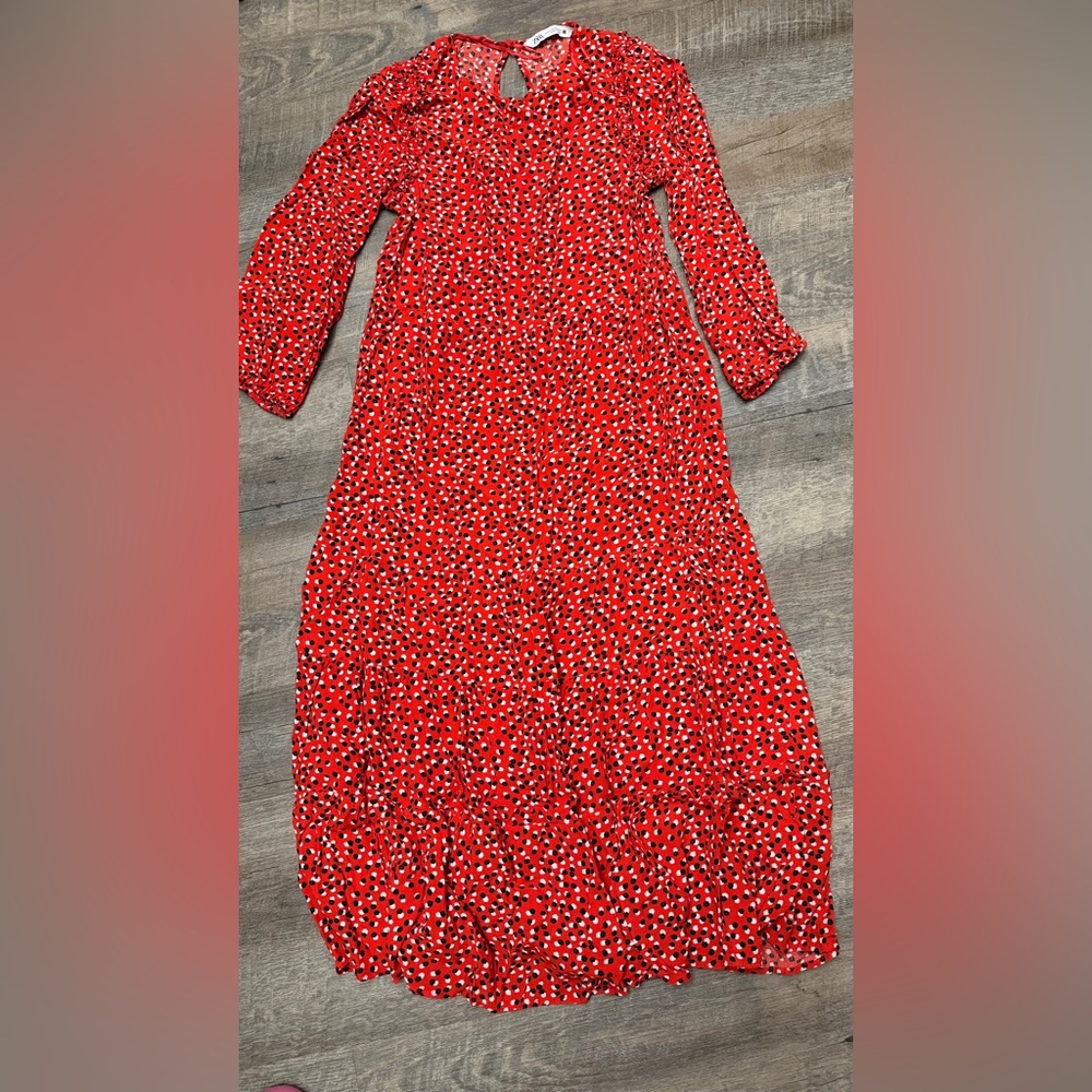 Zara Red and Black Polka Dot Dress
